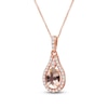 Thumbnail Image 2 of Oval-Cut Natural Morganite & Diamond Teardrop Frame Necklace 1/6 ct tw 10K Rose Gold 18"