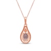 Thumbnail Image 3 of Oval-Cut Natural Morganite & Diamond Teardrop Frame Necklace 1/6 ct tw 10K Rose Gold 18"