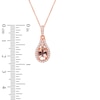 Thumbnail Image 5 of Oval-Cut Natural Morganite & Diamond Teardrop Frame Necklace 1/6 ct tw 10K Rose Gold 18"