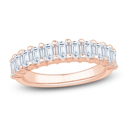Certified Emerald-Cut Diamond Anniversary Ring 1-1/2 ct tw 18K Rose Gold