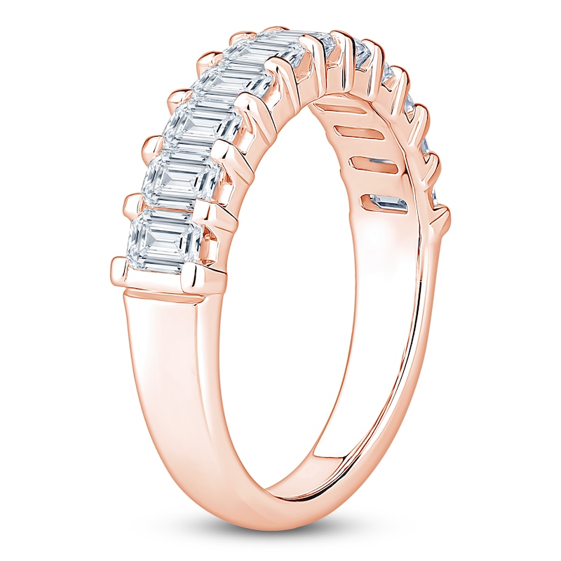 Main Image 2 of Certified Emerald-Cut Diamond Anniversary Ring 1-1/2 ct tw 18K Rose Gold