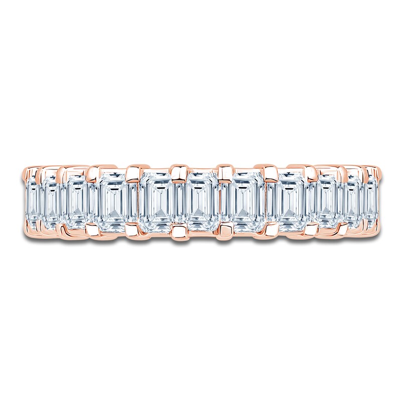 Main Image 3 of Certified Emerald-Cut Diamond Anniversary Ring 1-1/2 ct tw 18K Rose Gold