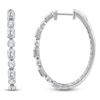 Thumbnail Image 1 of Round & Emerald-Cut Lab-Grown Diamond Inside-Out Oval Hoop Earrings 3-1/2 ct tw 14K White Gold