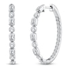 Thumbnail Image 2 of Round & Emerald-Cut Lab-Grown Diamond Inside-Out Oval Hoop Earrings 3-1/2 ct tw 14K White Gold
