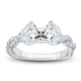 Certified Diamond Marquise-Cut Engagement Ring Setting 3/4 ct tw 14K White Gold