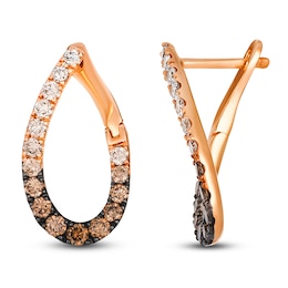 Le Vian Chocolate Ombré Diamond Teardrop Twist Earrings 7/8 ct tw 14K Strawberry Gold