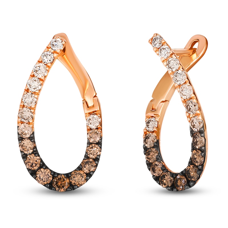 Main Image 2 of Le Vian Chocolate Ombré Diamond Teardrop Twist Earrings 7/8 ct tw 14K Strawberry Gold