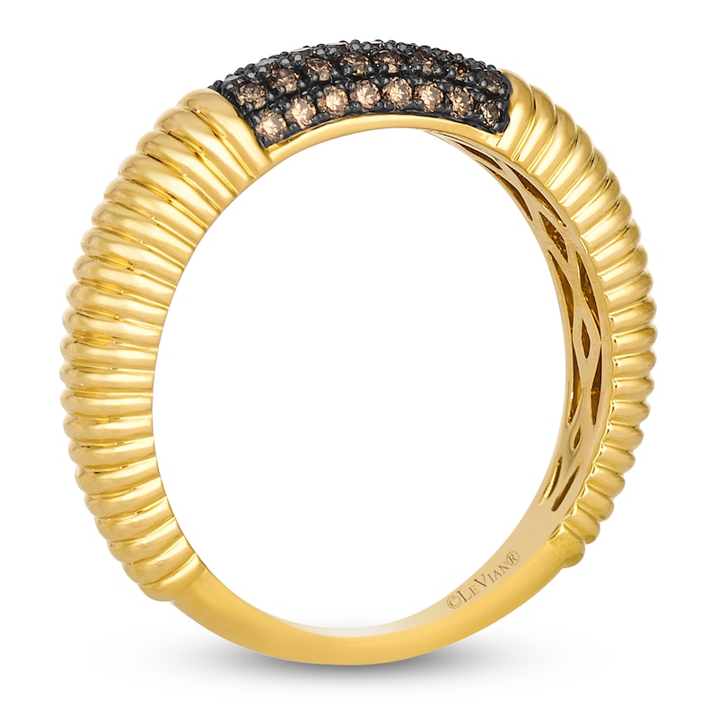 Main Image 2 of Le Vian Chocolate Diamond Ribbed Ring 1/5 ct tw 14K Honey Gold