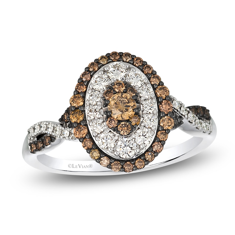 Main Image 1 of Le Vian Multi-Diamond Oval Double Halo Ring 5/8 ct tw 14K Vanilla Gold