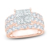 Thumbnail Image 1 of Certified Princess-Cut Quad Diamond Engagement Ring 4 ct tw 14K Rose Gold