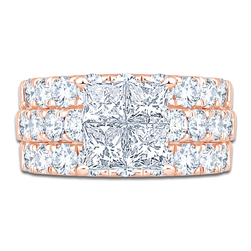 Main Image 3 of Certified Princess-Cut Quad Diamond Engagement Ring 4 ct tw 14K Rose Gold