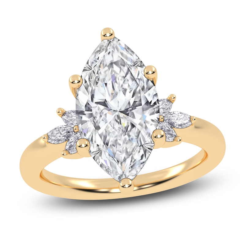 Main Image 1 of Marquise-Cut Lab-Grown Diamond Engagement Ring 3-1/6 ct tw 14K Yellow Gold
