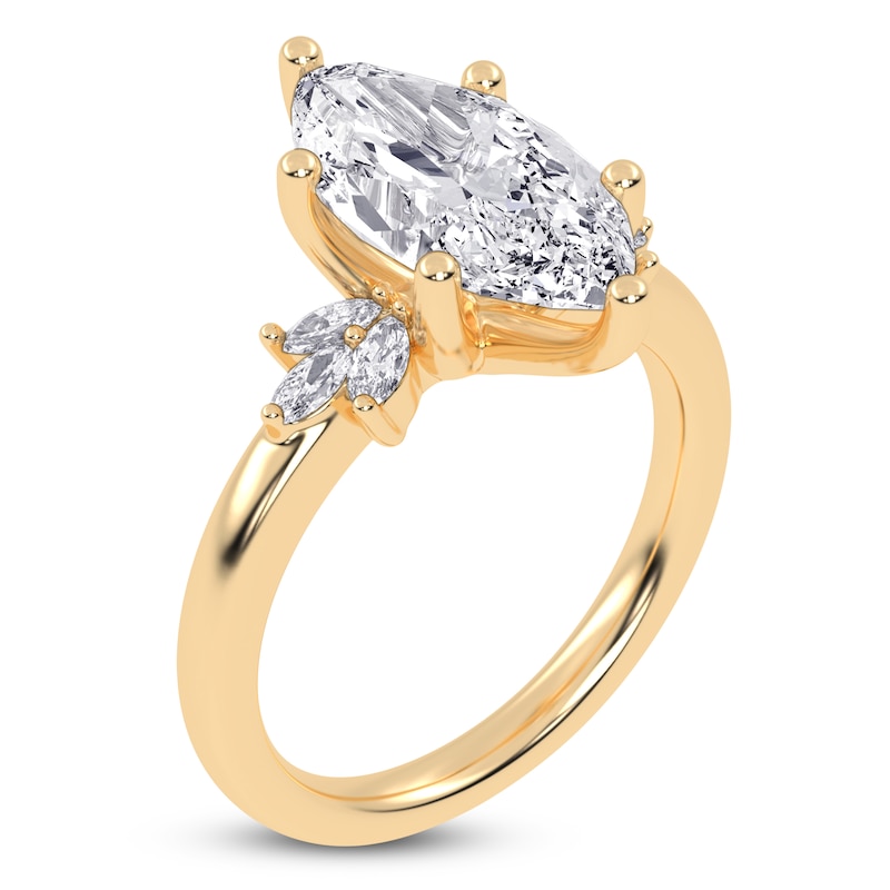 Main Image 2 of Marquise-Cut Lab-Grown Diamond Engagement Ring 3-1/6 ct tw 14K Yellow Gold