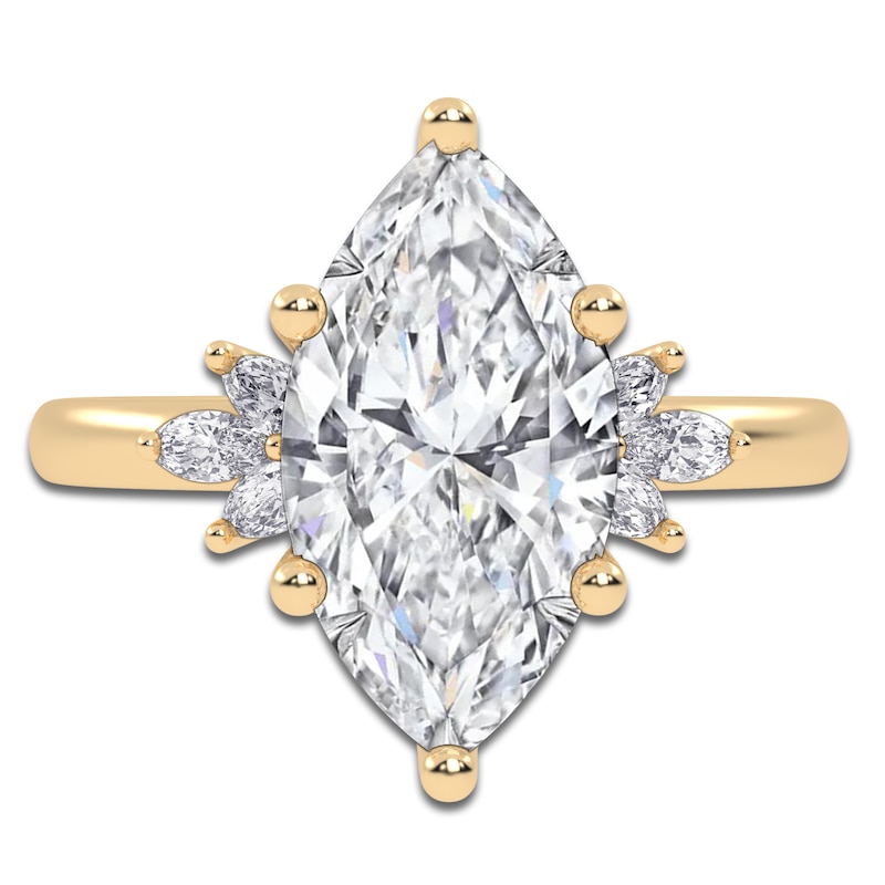 Main Image 3 of Marquise-Cut Lab-Grown Diamond Engagement Ring 3-1/6 ct tw 14K Yellow Gold