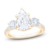 Thumbnail Image 1 of Pear-Shaped & Round-Cut Lab-Grown Diamond Three-Stone Engagement Ring 3 ct tw 14K Yellow Gold