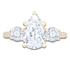 Thumbnail Image 3 of Pear-Shaped & Round-Cut Lab-Grown Diamond Three-Stone Engagement Ring 3 ct tw 14K Yellow Gold