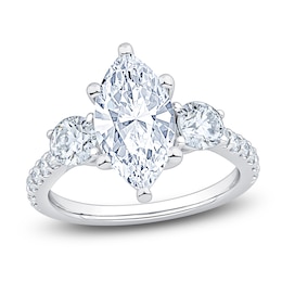 Marquise & Round-Cut Lab-Grown Diamond Three-Stone Engagement Ring 3 ct tw Platinum