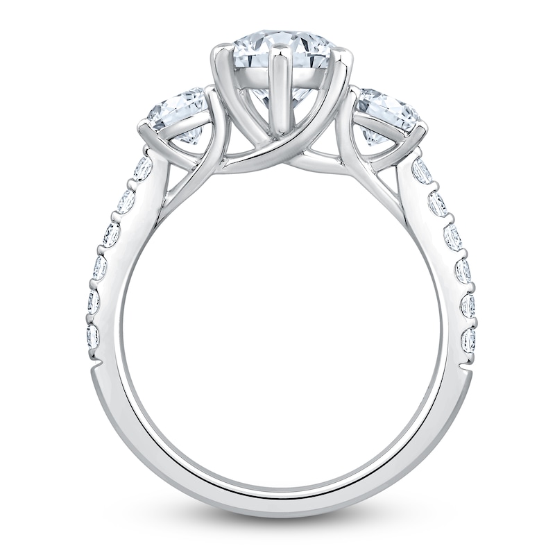 Main Image 2 of Marquise & Round-Cut Lab-Grown Diamond Three-Stone Engagement Ring 3 ct tw Platinum