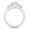 Thumbnail Image 2 of Radiant & Round-Cut Lab-Grown Diamond Three-Stone Engagement Ring 3 ct tw Platinum
