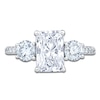 Thumbnail Image 3 of Radiant & Round-Cut Lab-Grown Diamond Three-Stone Engagement Ring 3 ct tw Platinum