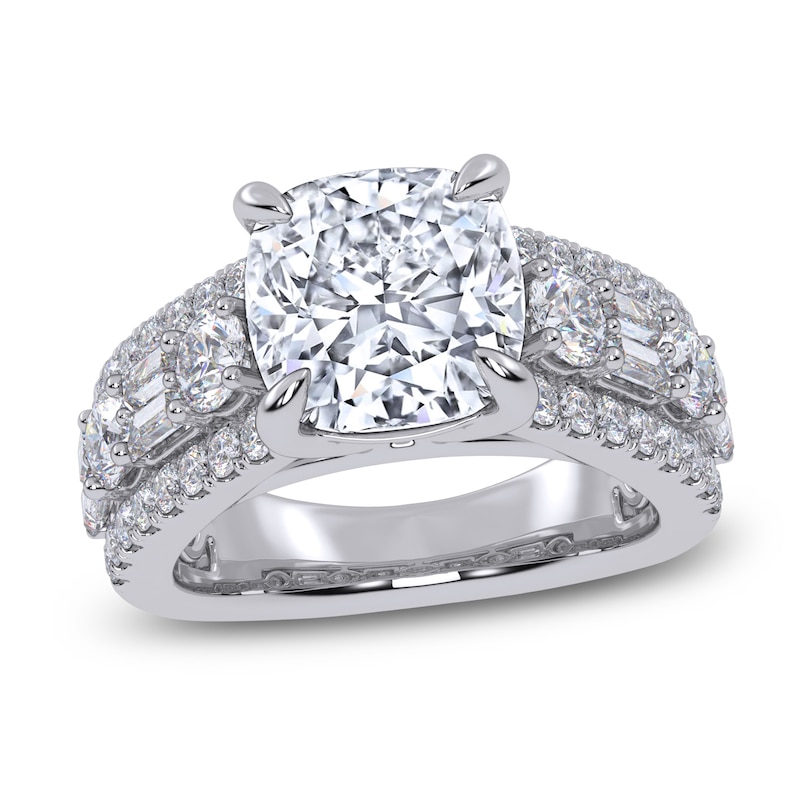 Main Image 1 of Cushion-Cut Lab-Grown Diamond Engagement Ring 5-1/2 ct tw 14K White Gold
