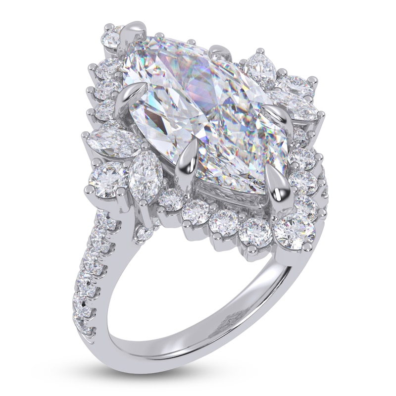 Main Image 2 of Marquise-Cut Lab-Grown Diamond Starburst Halo Engagement Ring 6-1/3 ct tw 14K White Gold