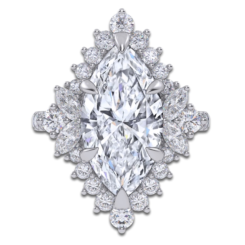 Main Image 3 of Marquise-Cut Lab-Grown Diamond Starburst Halo Engagement Ring 6-1/3 ct tw 14K White Gold