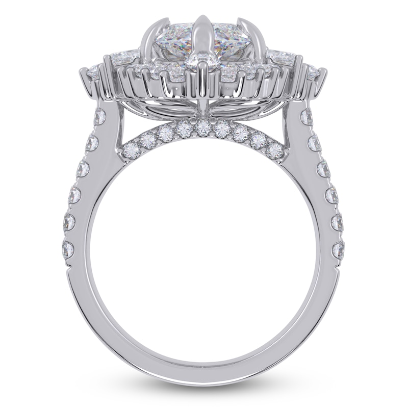 Main Image 4 of Marquise-Cut Lab-Grown Diamond Starburst Halo Engagement Ring 6-1/3 ct tw 14K White Gold