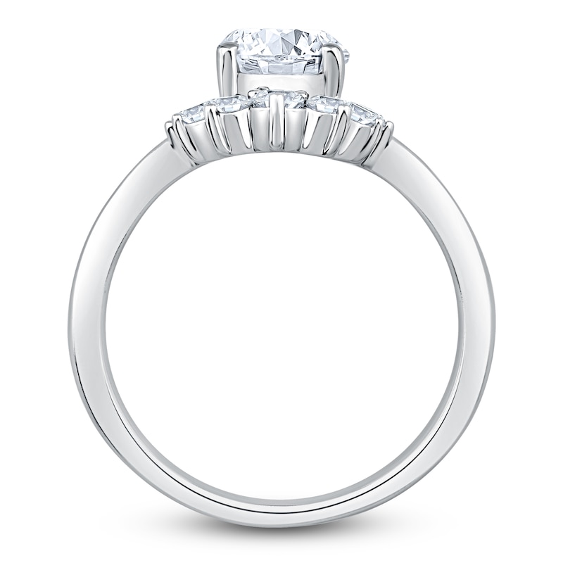 Main Image 2 of Pear-Shaped Lab-Grown Diamond Half-Halo Engagement Ring 1-7/8 ct tw 14K White Gold