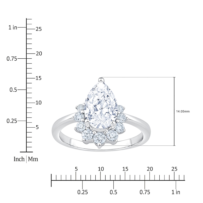 Main Image 4 of Pear-Shaped Lab-Grown Diamond Half-Halo Engagement Ring 1-7/8 ct tw 14K White Gold