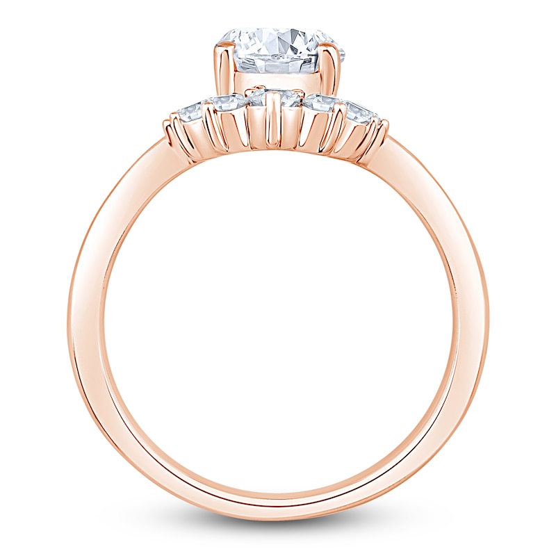 Main Image 2 of Pear-Shaped Lab-Grown Diamond Half-Halo Engagement Ring 1-7/8 ct tw 14K Rose Gold