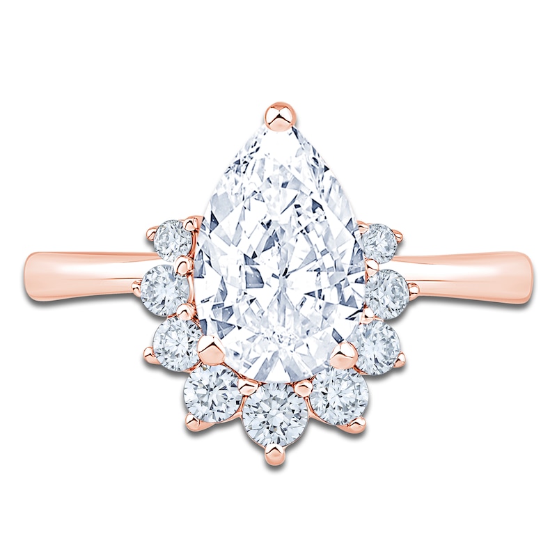 Main Image 3 of Pear-Shaped Lab-Grown Diamond Half-Halo Engagement Ring 1-7/8 ct tw 14K Rose Gold
