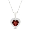 Thumbnail Image 1 of Heart-Shaped Natural Garnet & White Lab-Created Sapphire Halo Necklace 10K White Gold 18"