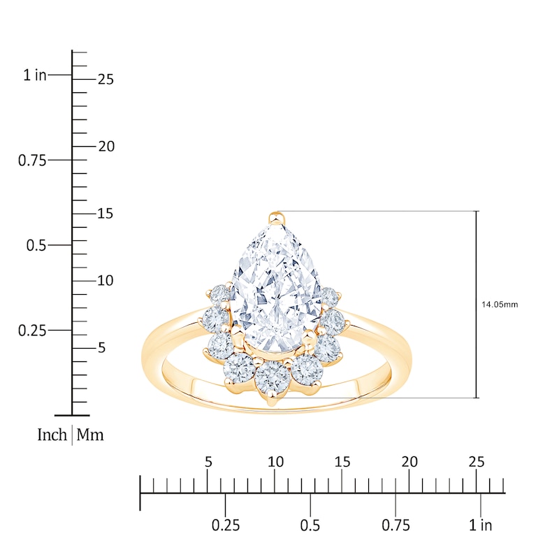 Main Image 4 of Pear-Shaped Lab-Grown Diamond Half-Halo Engagement Ring 1-7/8 ct tw 14K Yellow Gold