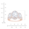 Thumbnail Image 4 of Oval-Cut Lab-Grown Diamond Three-Stone Halo Engagement Ring 3-1/4 ct tw 14K Rose Gold
