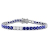 Thumbnail Image 1 of Blue & White Lab-Created Sapphire Tennis Bracelet Sterling Silver 7.5"