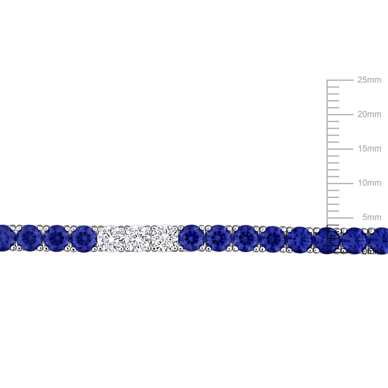 Main Image 3 of Blue & White Lab-Created Sapphire Tennis Bracelet Sterling Silver 7.5"