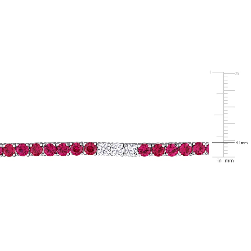 Main Image 3 of Lab-Created Ruby & White Lab-Created Sapphire Tennis Bracelet Sterling Silver 7.5"