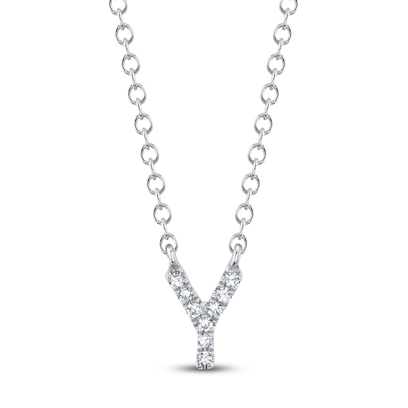 Main Image 1 of Shy Creation Diamond Accent Initial "Y" Necklace 14K White Gold 18" SC55007903-Y