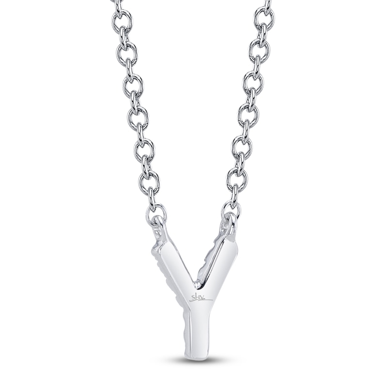 Main Image 3 of Shy Creation Diamond Accent Initial "Y" Necklace 14K White Gold 18" SC55007903-Y