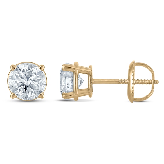 Jared Signature Certified Round-Cut Lab-Grown Diamond Solitaire Stud Earrings 1-1/2 ct tw 14K Yellow Gold (VS2/F)