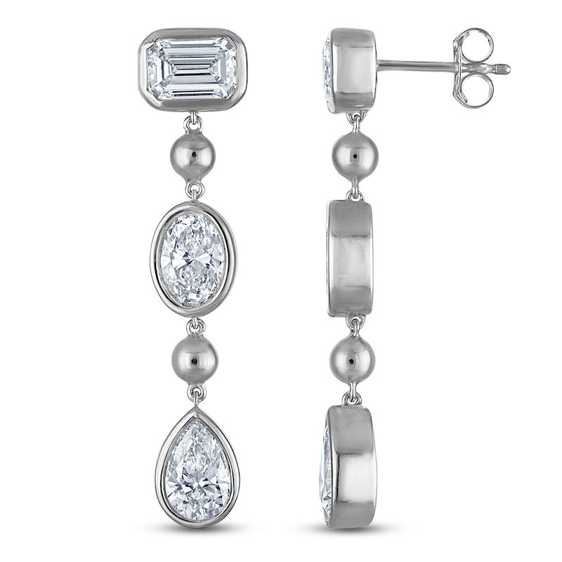 Main Image 1 of Jared Signature Multi-Shape Lab-Grown Diamond Bezel-Set Drop Earrings 5 ct tw Sterling Silver