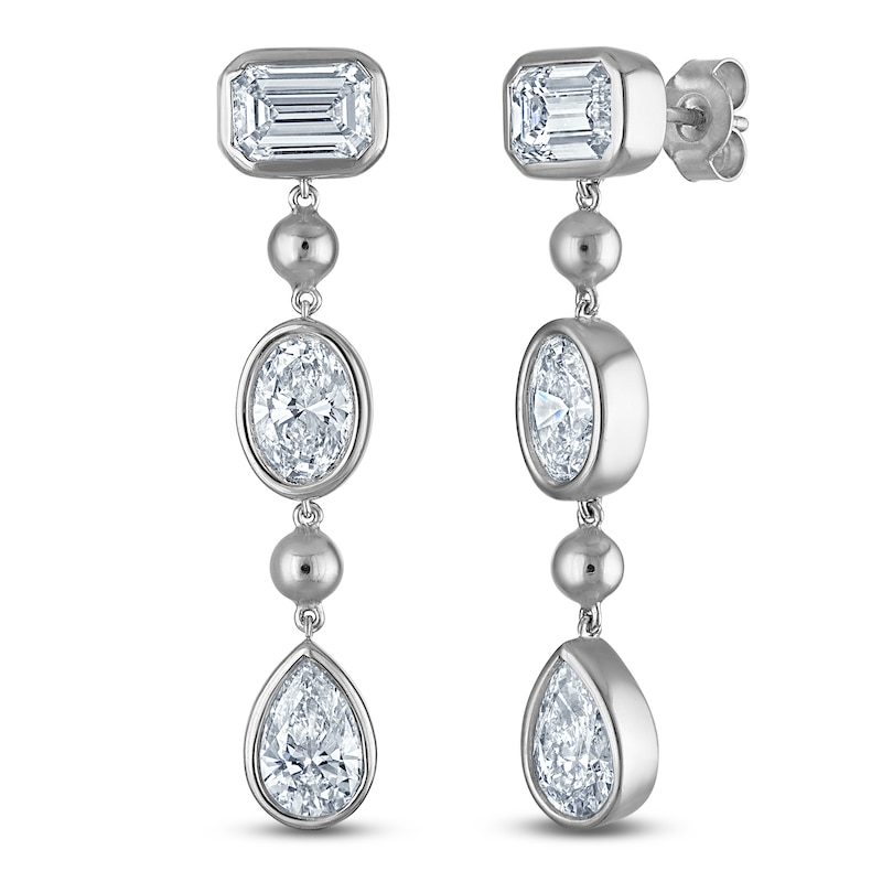 Main Image 2 of Jared Signature Multi-Shape Lab-Grown Diamond Bezel-Set Drop Earrings 5 ct tw Sterling Silver