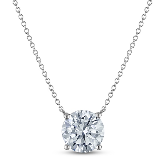 Jared Signature Round-Cut Lab-Grown Diamond Solitaire Necklace 4 ct tw 14K White Gold 18" (VS2/F)