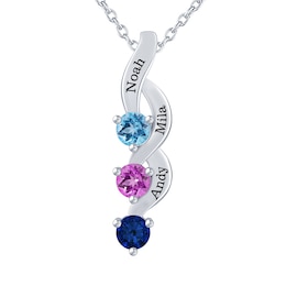 Birthstone Family & Mother's Necklace (1-3 Stones and Lines)