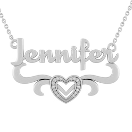 1/20 Ct. tw Diamond Heart Name Plate Necklace
