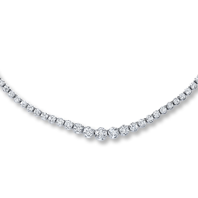 Main Image 1 of Certified Diamonds 10 ct tw Round 14K White Gold Tennis Necklace
