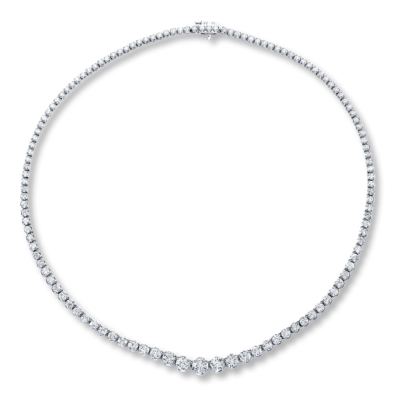 Certified Diamonds 10 ct tw Round 14K White Gold Tennis Necklace