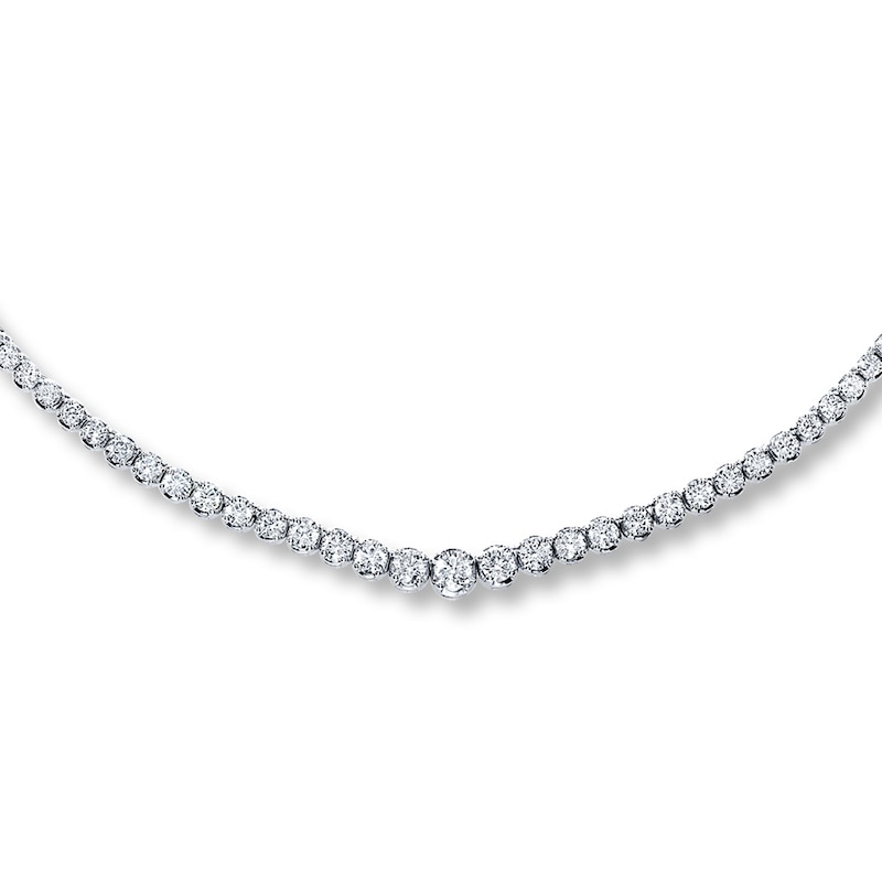 Certified Diamonds 7 ct tw Round 14K White Gold Tennis Necklace