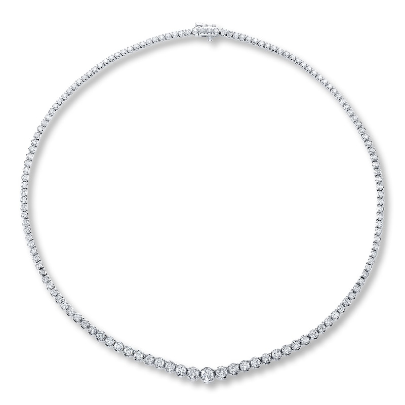 Certified Diamonds 7 ct tw Round 14K White Gold Tennis Necklace